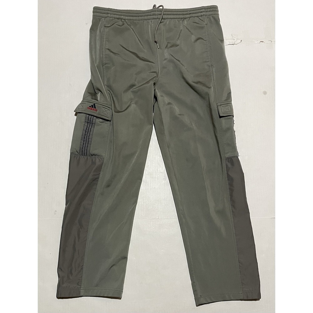 Vintage Adidas Dazzle Cargo Wide Pants Track Army Green Gray Size Small RARE
